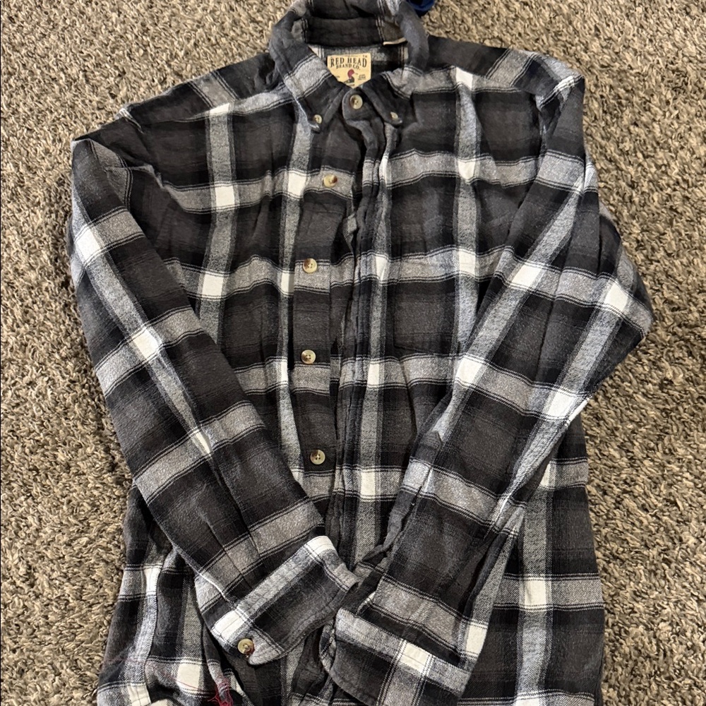 RedHead Men's Black & White Plaid Button-Up Shirt medium